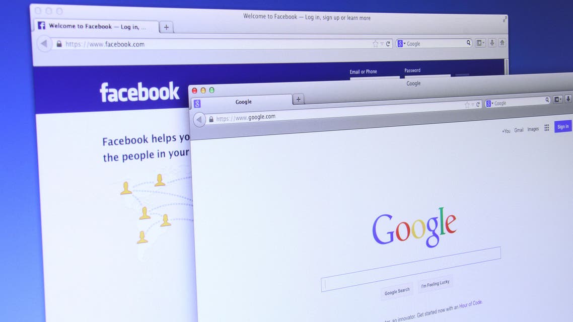 Google and Facebook website - Stock image...