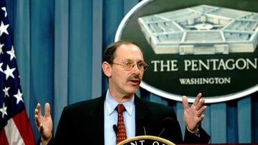 Undersecretary of Defense and Comptroller Dov Zakheim conducts a briefing on the 2004 fiscal year budget request for the Pentagon Monday Feb 3, 2003 in Washington. (File photo: AP)