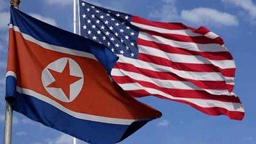 North Korea and america flags