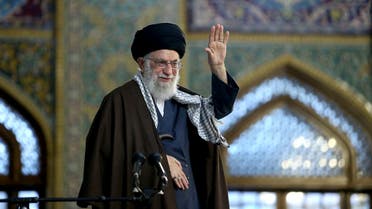 Supreme Leader Ayatollah Ali Khamenei waves to his supporters during his visit to Mashhad on March 21, 2018. (AP)