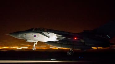 In this image released by Britain's Ministry of Defense, an RAF Tornado comes into land at Britain Royal Air Force base in Akrotiri, Cyprus, after its mission to conduct strikes in support of operations over the Middle East Saturday, April 14, 2018. The United States, France and Britain launched military strikes in Syria to punish President Bashar Assad for an apparent chemical attack against civilians and to deter him from doing it again, President Donald Trump announced Friday. Pentagon officials said the attacks targeted the heart of Assad's programs to develop and produce chemical weapons. (Cpl L Matthews/MoD via AP)