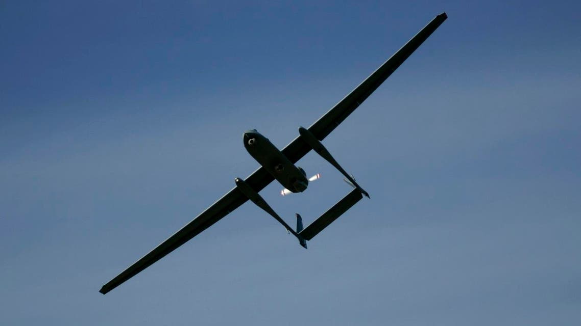 In this March 7, 2007 photo an Israeli army Heron TP drone flies during a display at the Palmahim Air Force Base in Israel. (AP)