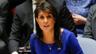 United States Ambassador to the United Nations Nikki Haley speaks during the emergency United Nations Security Council meeting on Syria. (Reuters)