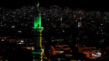 A general view of Barzeh area at night, in Damascus, on April 14, 2018. (Reuters)