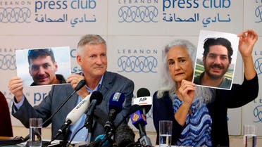 Marc and Debra Tice, the parents of Austin Tice, who has been missing in Syria since August 2012, hold up photos of him during a news conference, at the Press Club, in Beirut, Lebanon. (File photo: AP)