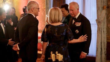 Prince Charles greets Australian Prime Minister Malcolm Turnbull and his wife Lucy in a receiving line for the Queen’s Dinner for the Commonwealth Heads of Government Meeting (CHOGM) at Buckingham Palace in London, on April 19, 2018. (Reuters)