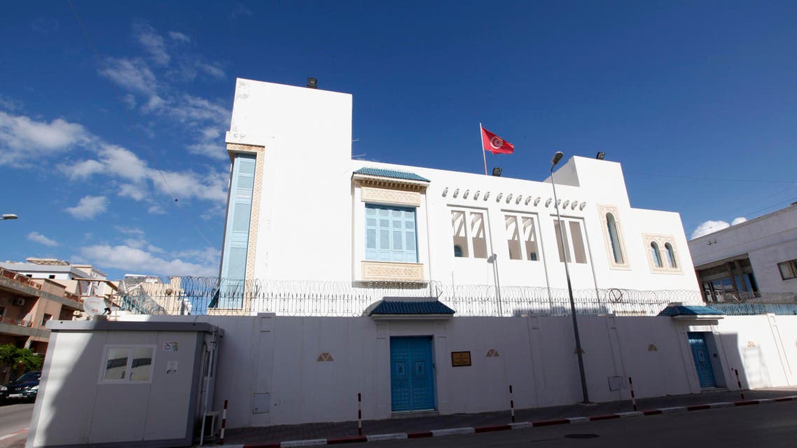 An exterior view of the Tunisian embassy is seen in Tripoli April 17, 2014. A Tunisian diplomat was kidnapped on Thursday in the Libyan capital Tripoli, Libya's foreign ministry said, two days after gunmen seized Jordan's ambassador. A spokesman for the Libyan foreign ministry said it was unclear who was behind the kidnapping of the Tunisian diplomat, the second to have been seized within one month. An official in Tunisia's foreign ministry said: "We cannot confirm that he has been kidnapped but we have been unable to contact him." The same official said the missing diplomat is called Aroussi Gantassi and works as an adviser at the Tunisian embassy in Tripoli. REUTERS/Ismail Zitouny (LIBYA - Tags: CIVIL UNREST POLITICS)