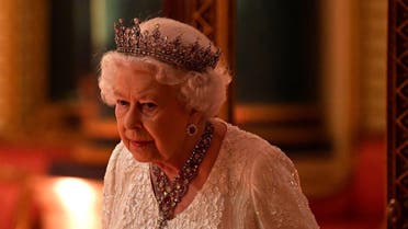 Britain's Queen Elizabeth arrives to The Queen's Dinner during the Commonwealth Heads of Government Meeting at Buckingham Palace in London, Britain. (Reuters)