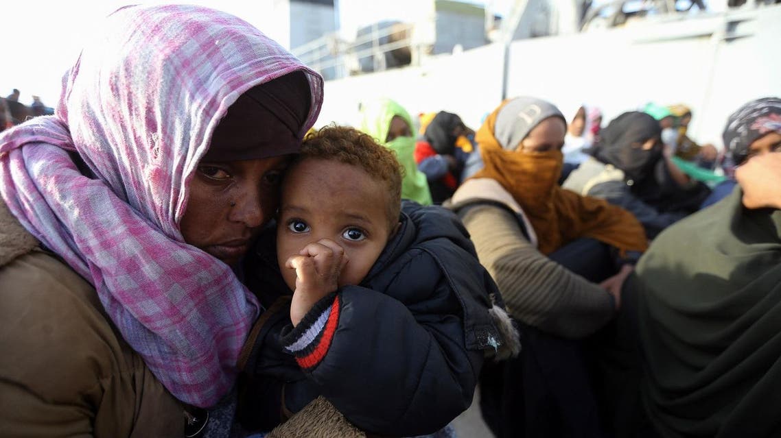 Illegal migrants of different African nationalities arrive at a naval base in the capital Tripoli on April 22, 2018, after they were rescued off the coast of Zlitan from two inflatable boats. (AFP)