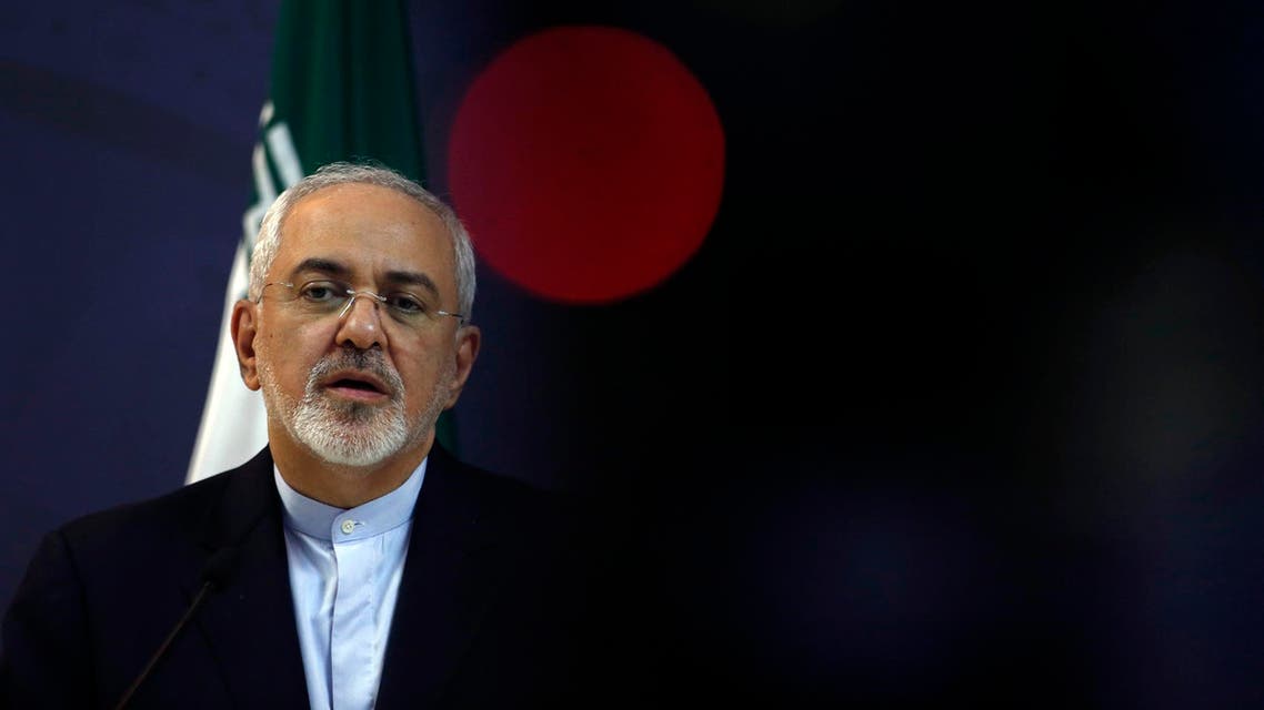 Javad Zarif during a press conference in Belgrade on Feb. 26, 2018. (AP)