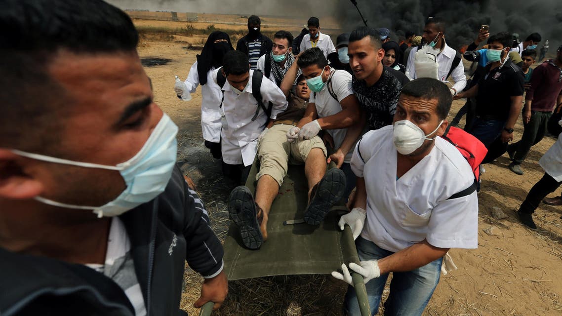 Gaza wounded protesters. (Reuters)