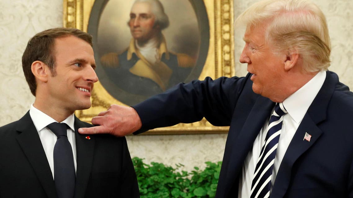 Trump, Macron dandruff. (Reuters)