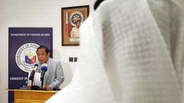 Filipino Ambassador in Kuwait Renato PO Villa speaks during a press conference at the Philippines embassy in Kuwait City on April 21, 2018. (AFP)