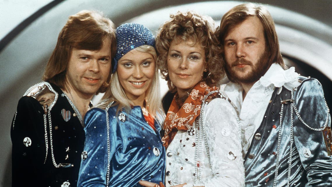 Swedish pop group Abba (from L to R) Bjorn Ulvaeus, Agnetha Faltskog, Anni-frid Lyngstad and Benny Andersson, pose during the Eurovision Song Festival, February 9th, 1974, . LINDEBORG / SCANPIX SWEDEN / AFP