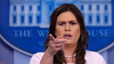 White House press secretary Sarah Huckabee Sanders talks to reporters during the daily press briefing in the Brady press briefing room at the White House, in Washington. (AP)