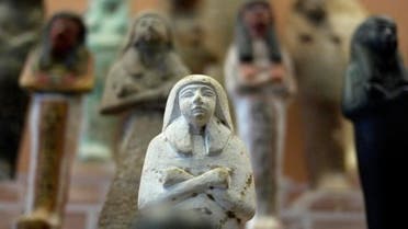 Ushabtis, funerary figurines meant to represent the deceased person in the afterlife, are seen at the Egyptian Museum in the Vatican Museums. (Illustrative photo: AFP)