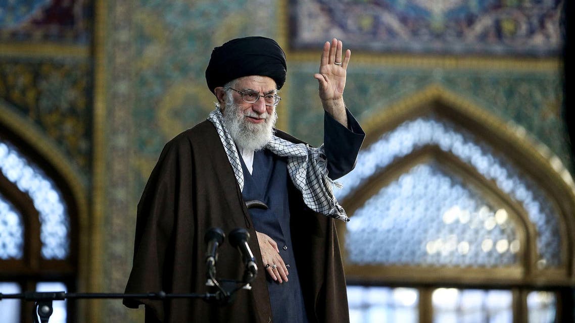 Iran’s Supreme Leader Ayatollah Ali Khamenei greets crowds in the city of Mashhad for a celebration of Noruz on March 21, 2018. (AFP)