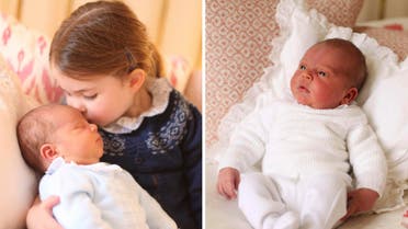 In this May 2, 2018 photograph provided by Kensington Palace, Britain's Princess Charlotte cuddles her brother Prince Louis, on her third birthday, at Kensington Palace, in London. (AP)