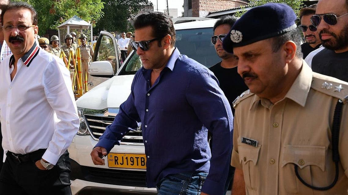 Indian Bollywood actor Salman Khan arrives at a court in Jodhpur. (AFP)