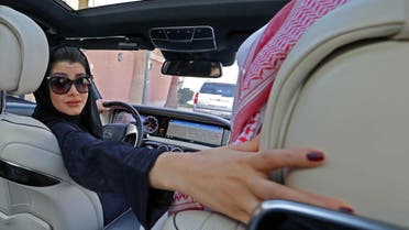 A Saudi woman practices driving in Riyadh, on April 29, 2018. (AFP)
