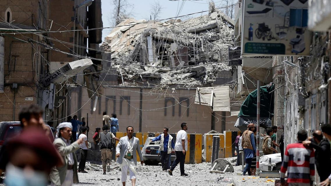 A view of a part of the presidential compound after it was hit by air strikes in Sanaa. (Reuters)