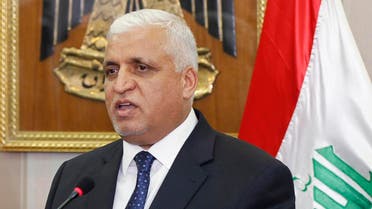 Iraqi National Security Adviser Faleh Al-Fayad speaks to the media during. (Reuters)
