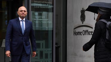 Sajid Javid exits the Home Office in central London on April 30, 2018. (AFP)