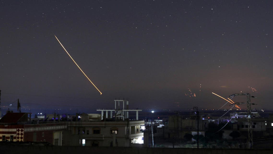 Missile fire is seen over Daraa, Syria May 10, 2018. (Reuters)