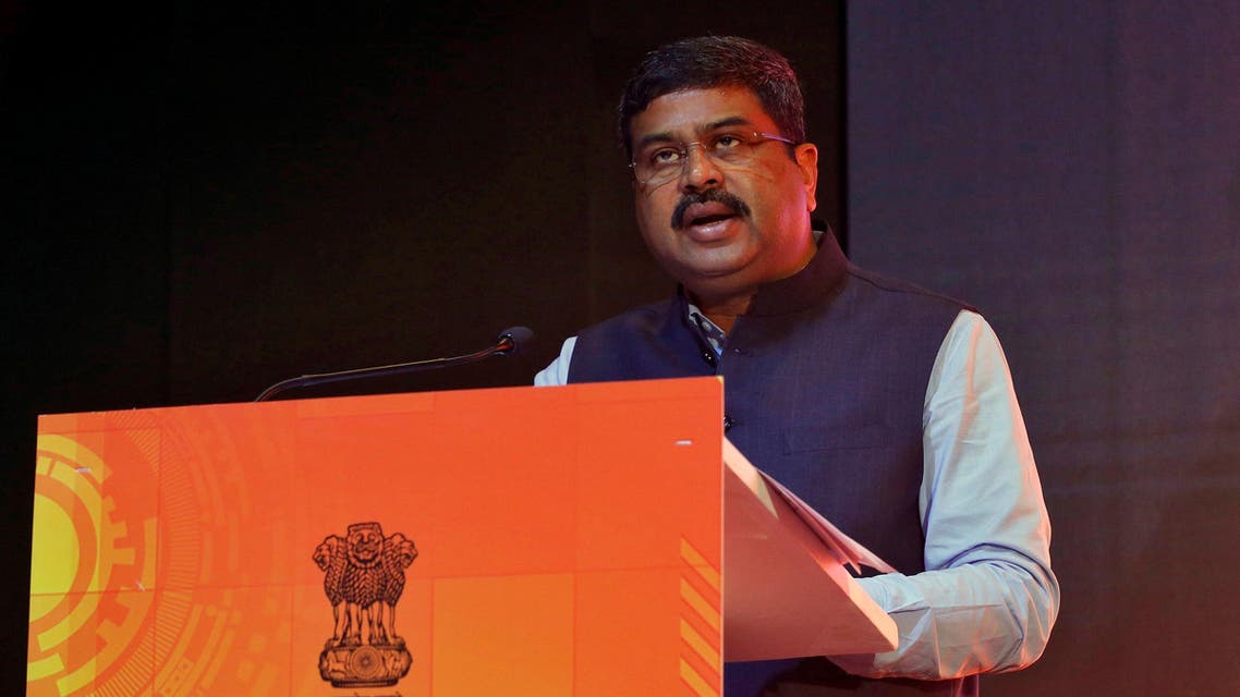 India's Oil Minister Dharmendra Pradhan speaks at a road show organised by the Directorate General of Hydrocarbon (DGH) in Mumbai, India, October 26, 2017. REUTERS/Shailesh Andrade
