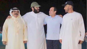 Sisi with MBS, MBZ and Bahrain King. (Social media)