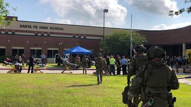 Law enforcement officers are responding to Santa Fe High School following a shooting incident in this Harris County Sheriff office, Santa Fe, Texas, U.S., photo released on May 18, 2018. Courtesy HCSO/Handout via REUTERS ATTENTION EDITORS - THIS IMAGE HAS BEEN SUPPLIED BY A THIRD PARTY.