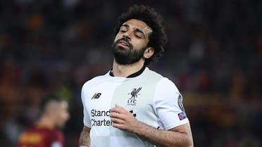 Liverpool's Egyptian midfielder Mohamed Salah reacts during the UEFA Champions League semi-final second leg football match between AS Roma and Liverpool at the Olympic Stadium in Rome on May 2, 2018.  Filippo MONTEFORTE / AFP