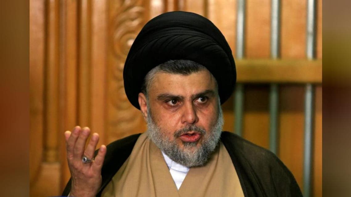 Iraqi Shi'ite cleric Moqtada al-Sadr speaks during a news conference with Iraqi politician Ammar al-Hakim, leader of the Hikma Current, in Najaf, Iraq May 17, 2018. (Reuters)