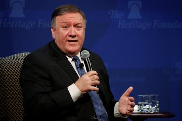 Mike Pompeo delivers remarks on the Trump administration’s Iran policy at the Heritage Foundation in Washington on May 21, 2018. (Reuters)