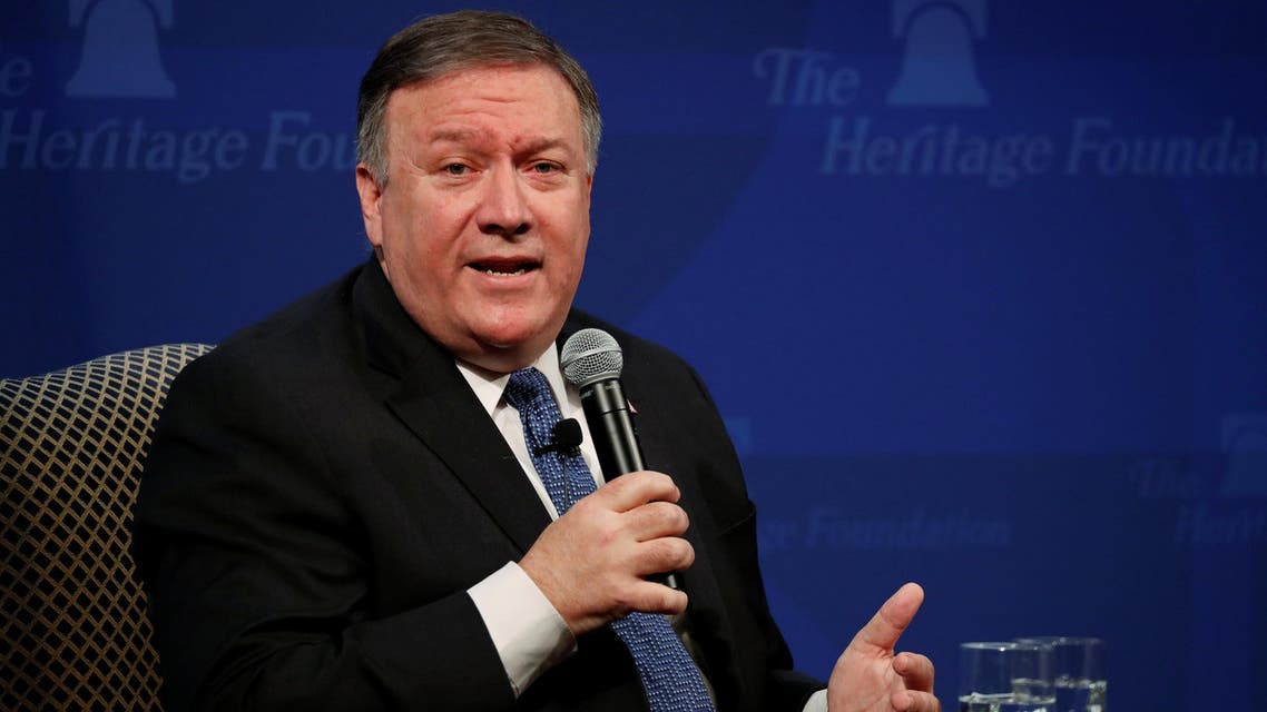 Mike Pompeo delivers remarks on the Trump administration’s Iran policy at the Heritage Foundation in Washington on May 21, 2018. (Reuters)