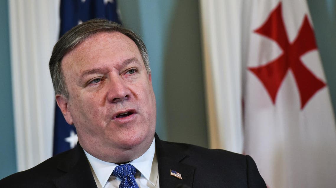 Mike Pompeo speaks ahead of a bilateral meeting with Georgian Prime Minister Giorgi Kvirikashvili at the State Department in Washington, DC on May 21, 2018. (AFP)
