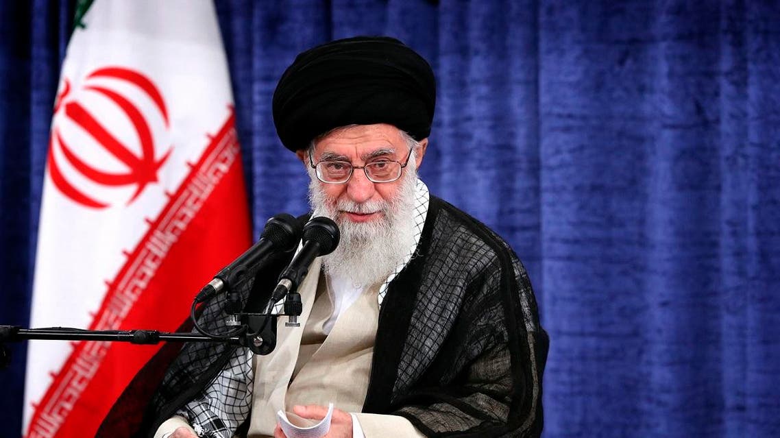 Ayatollah Ali Khamenei speaks during a meeting with government officials in Tehran. (AP)