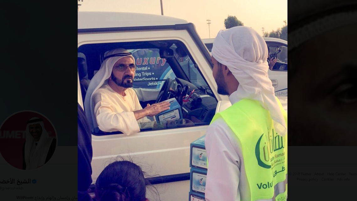 A video of the moment made rounds on social media, showing Sheikh Mohammad greeting the volunteers.