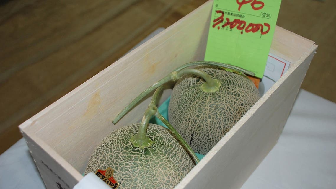 A pair of Yubari melons, that fetched a record $29,300 at an auction, are seen in Japan where the produce can be a huge status symbol. (AFP)