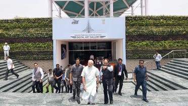 India’s Prime Minister Narendra Modi visits the Digital Art Gallery before inaugurating the Delhi-Meerut Expressway in New Delhi, India, May 27, 2018. (Reuters)