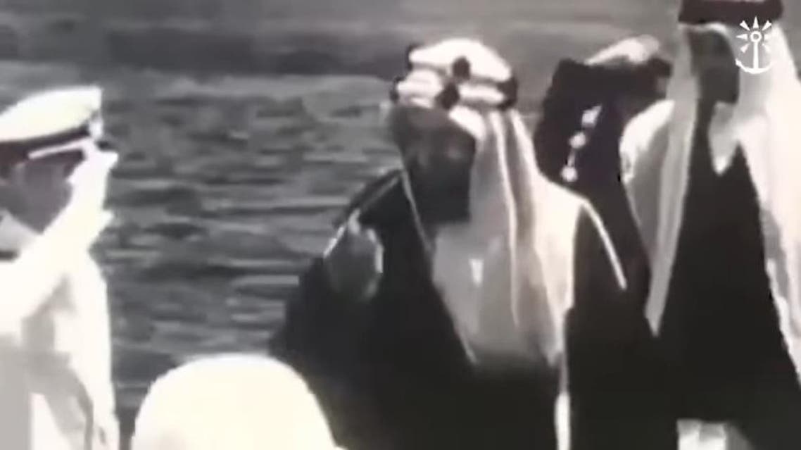 The video shows King Abdulaziz leaving Dhahran for Ras Tanura and was met with a reception on arrival. (Screengrab)