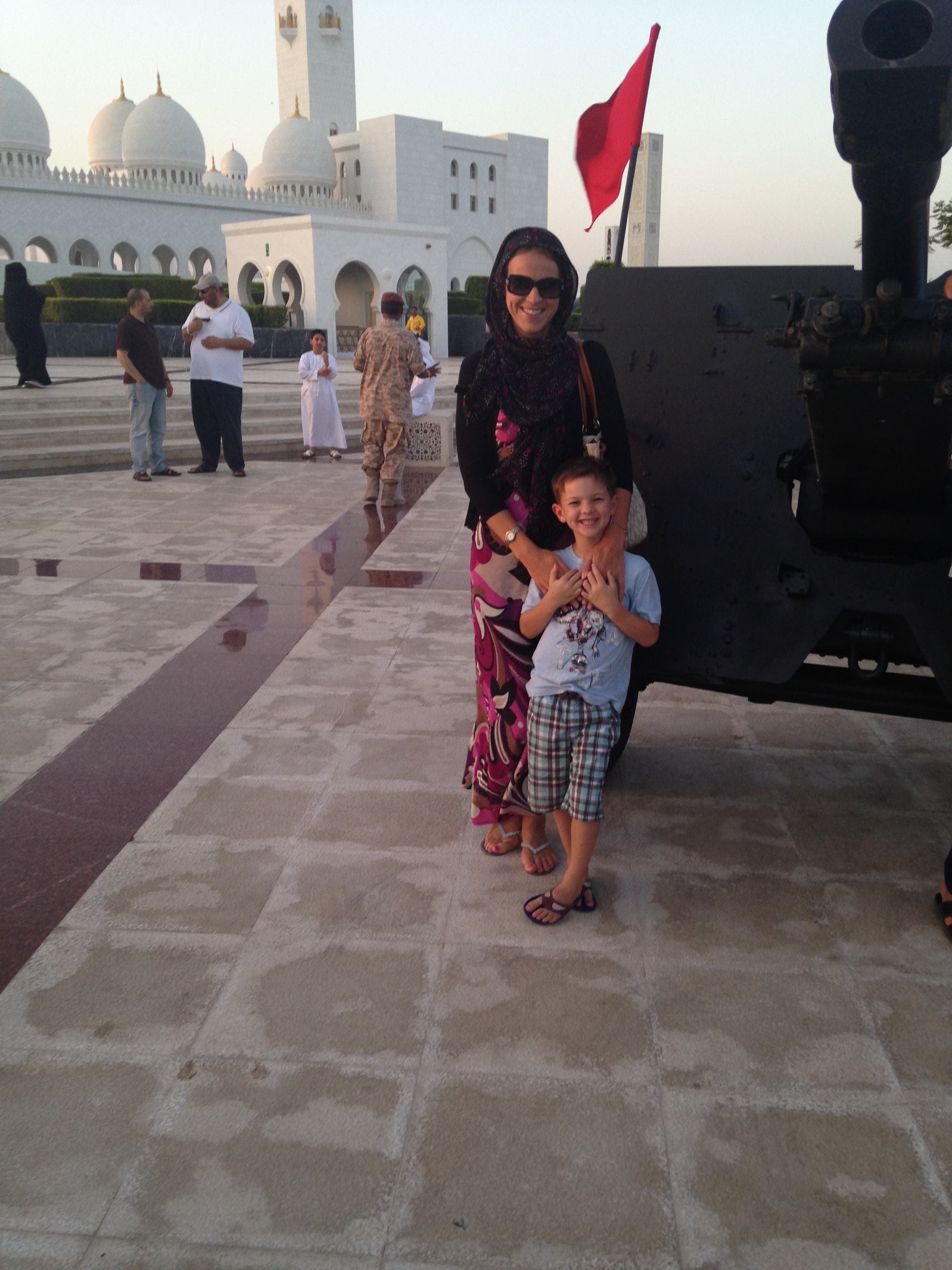 Louise Miles-Shepherd has made it a family tradition to visit the mosque every Ramadan. She is seen here with her 5-year-old son. (Supplied)