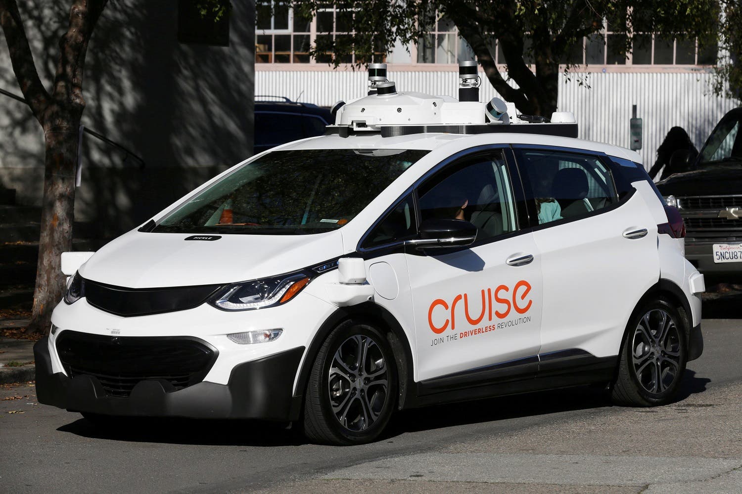 A self-driving GM Bolt EV is seen during a media event where Cruise, GM’s autonomous car unit, showed off its self-driving cars in San Francisco, California, US,  November 28, 2017. (Reuters)
