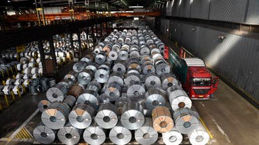 Steel coils are stored for delivery at the production site of German steel technology group Salzgitter AG in Salzgitter. (AFP)