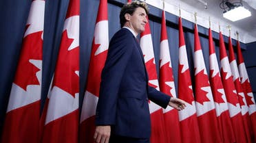 Canada’s Prime Minister Justin Trudeau arrives at a news conference in Ottawa, Ontario, Canada, on May 31, 2018. (Reuters)