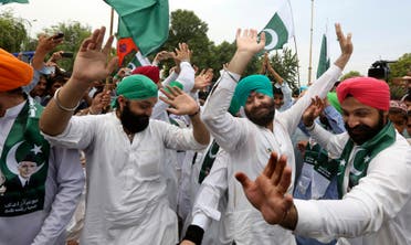 People from Pakistani Sikh community celebrate the 70th Independence Day in Peshawar, Pakistan, on Aug. 14, 2017. (AP)