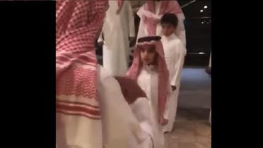 In a show of respect, Prince Mohammed kissed and embraced his uncle and guided his son to do the same. (Screenshot)