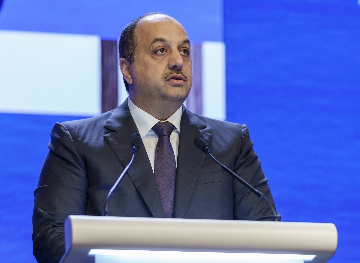 Qatar's Deputy Prime Minister and Defence Minister Khalid bin Mohammed Al Attiyah speaks at the fourth plenary session during the 17th Asian Security Summit of the IISS Shangri-La Dialogue in Singapore. (AFP)