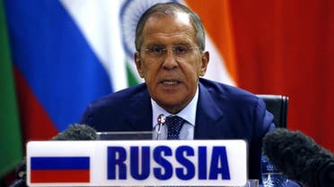 Russian Foreign Affairs Minister Sergei Lavrov speaks during a BRICS foreign affairs ministers' meeting at the OR Tambo Building in Pretoria on June 4, 2018. The BRICS foreign affairs ministers are meeting in preparation for the full heads of state summit between July 25 and 27.