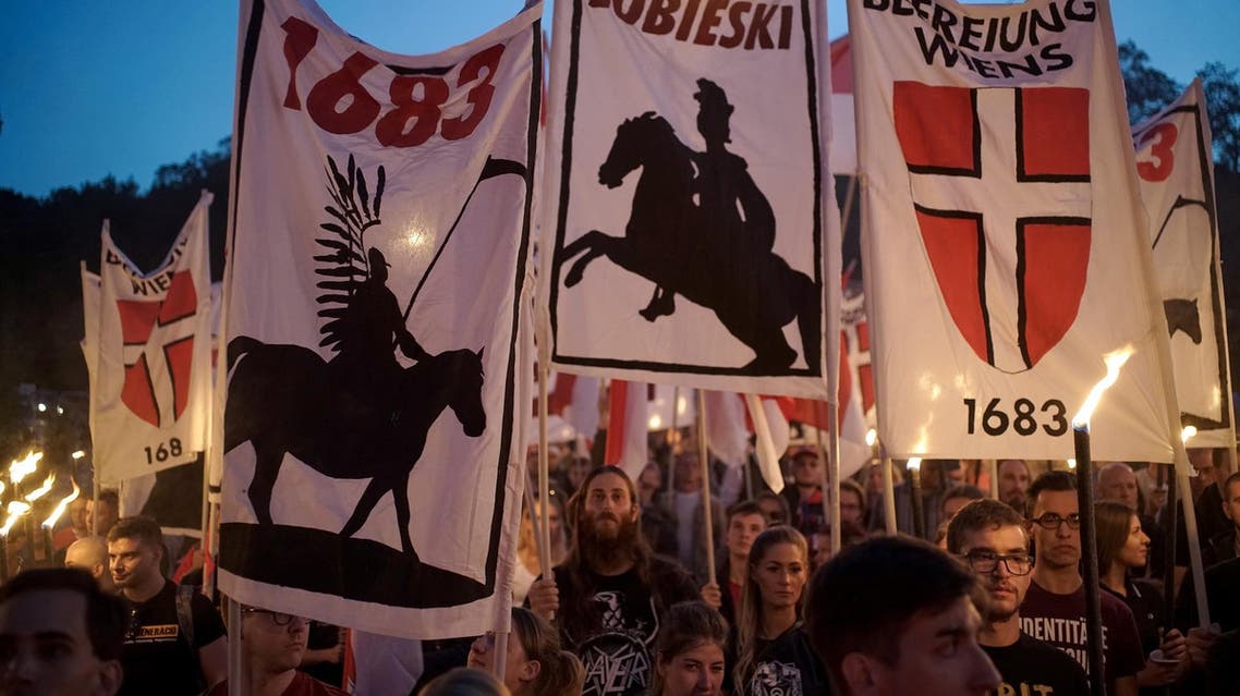 Identitarian movement members during a march in Vienna on September 09, 2017. (File photo: AFP)